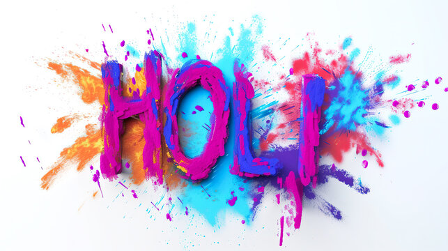 3d letter "HOLI" in multicolor on white background