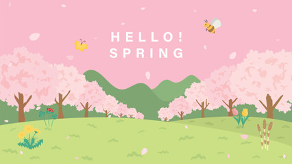 桜並木　春の風景（フルHD 16:9サイズ）