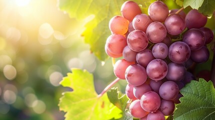A luscious cluster of grapes, gleaming with ripeness, rests enticingly against a backdrop of...
