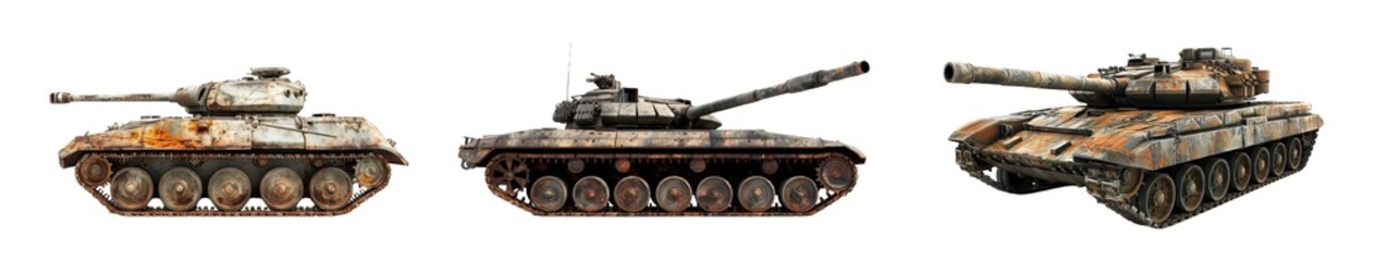Fototapeta na wymiar Collection of PNG. Military tank war isolated on a transparent background.