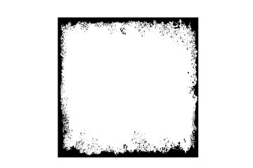 Grunge distressed square frame. Ink empty black border. Vector illustration isolated on white background.