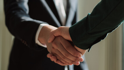 businessman making handshake to success deal to be partnership. Two business men agreement company...