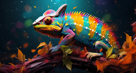 a colorful chameleon