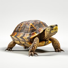 Fototapeta premium Close-up of a solitary tortoise on a clean white background