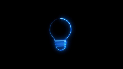 Electric bulb illustration on black background. glowing neon line Light bulb concept.