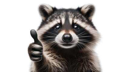 Obraz premium A raccoon giving a thumbs up isolated on white background