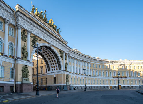 View of the Palace Square in St. Petersburg in Russia on August 18, 2023.