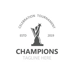 Trophy Logo winner, Sports Tournament Championship Cup Design. minimalist emblem sport, club shop simple icon design