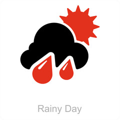 Rainy Day and raindrops icon concept