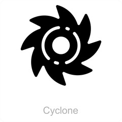 Cyclone and thunder icon concept