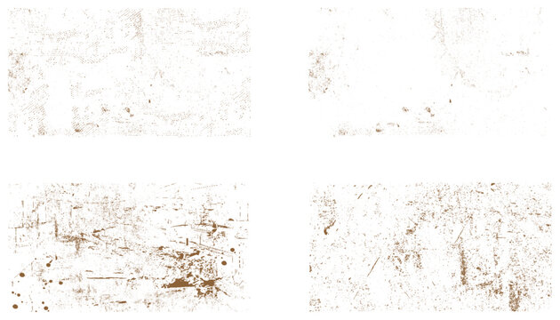 Collection of 4 grunge texture bundle. Grunge grainy dirty texture. Set of six abstract urban distress overlay backgrounds. Vector illustration