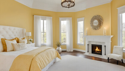 luxury bedroom with fireplace