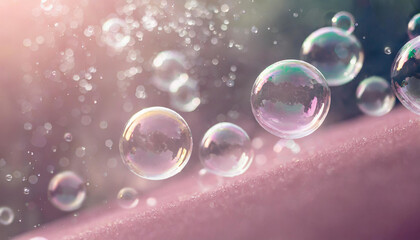 Pastel Passion: Pink Background Enchants with Floating Soap Bubble Beauty"