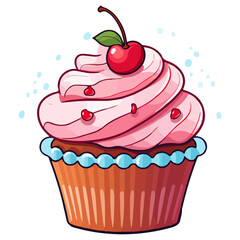 cupcake with cherry and icing