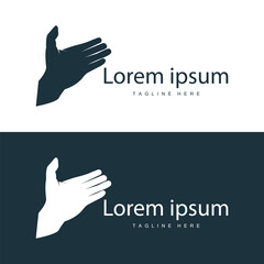 Simple hand and fingers vector design minimalist black silhouette product brand hand logo template
