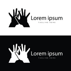 Simple hand and fingers vector design minimalist black silhouette product brand hand logo template