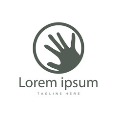 Simple hand and fingers vector design minimalist black silhouette product brand hand logo template