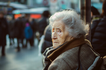 Obraz premium Image of the elderly society in large cities