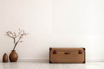 Rustic Empty Trunk Table on Minimalist Background for Sleek Home Deco