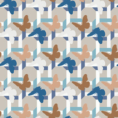 Butterflies textile seamless pattern. Wildlife print for textile or wallpapers, colored summer pattern. 