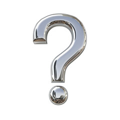 Large chrome question mark with transparent background