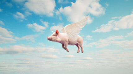 Humorous depiction of the Idiom "when pigs fly"