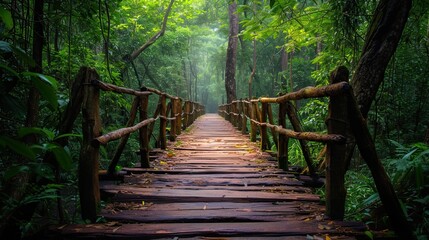Fototapeta premium Walkway in forest background.
