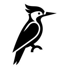 Woodpeckers bird logo concept, black color silhouette, white background