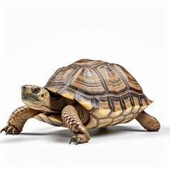Obraz premium Photo of Ploughshare Tortoise isolated on white background