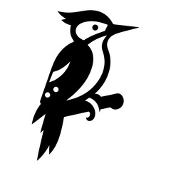 Woodpeckers bird logo concept, black color silhouette, white background