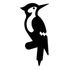Woodpeckers bird logo concept, black color silhouette, white background