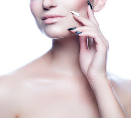 Obraz na płótnie Canvas Woman face, beauty clean skin, cosmetic concept