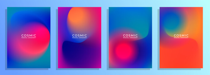set of abstract cosmic space radial gradient cover poster background design.
