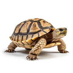 Obraz premium Photo of Ploughshare Tortoise isolated on white background
