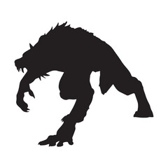 werewolf silhouette vector isolated black on white background