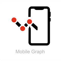 Mobile Graph and analysis icon concept