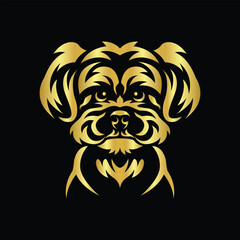 Vector Illustration of Gold Maltese Head Line Logo Sign in black background