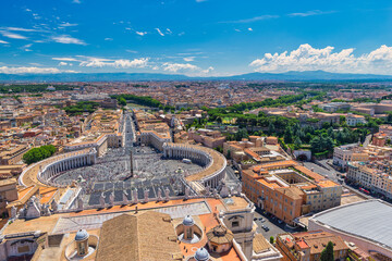 Rome Vatican Italy, high angle view city skyline at St. Peter's Square - obrazy, fototapety, plakaty