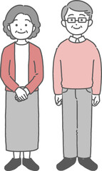 シニア世代男女のシンプルなイラスト
