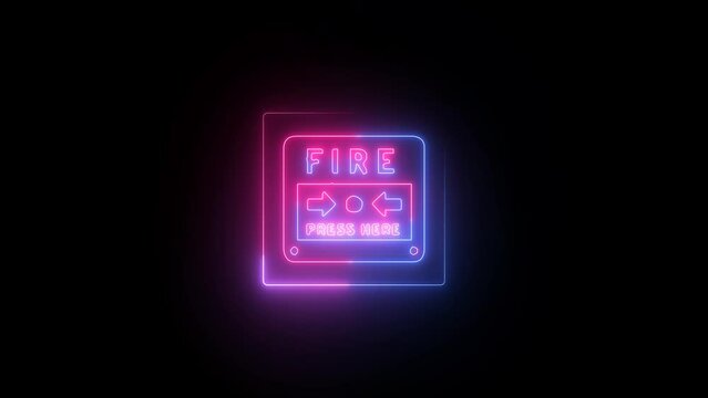 Neon fire safety sign animated. Light fire safety  symbol  animation.