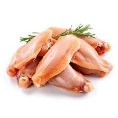 Photo of raw chicken wings isolated on white background