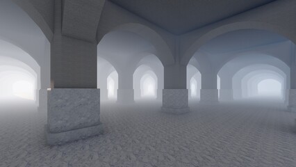 alone in the backrooms liminal space 3d render