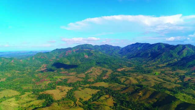 Amazing mountain scenery of the Dominican Republic. Popular travel destination. Best places to travel. A pictorial image of Latin America. Natural landscape of a tropical mountain valley.