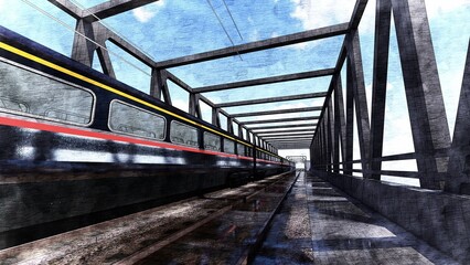 train railway 3d render