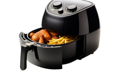 Influence in an Isolated Air Fryer with Digital Interface on a White Background