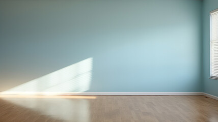 Empty room with light blue wall background
