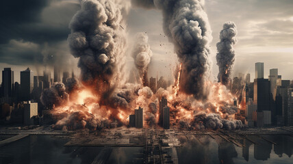 explosion blast in a city