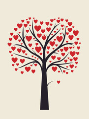 Obraz premium beautiful minimalist love tree vector illustration