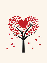 beautiful minimalist love tree vector illustration