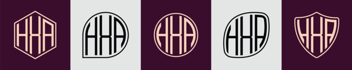 Creative simple Initial Monogram HXA Logo Designs.